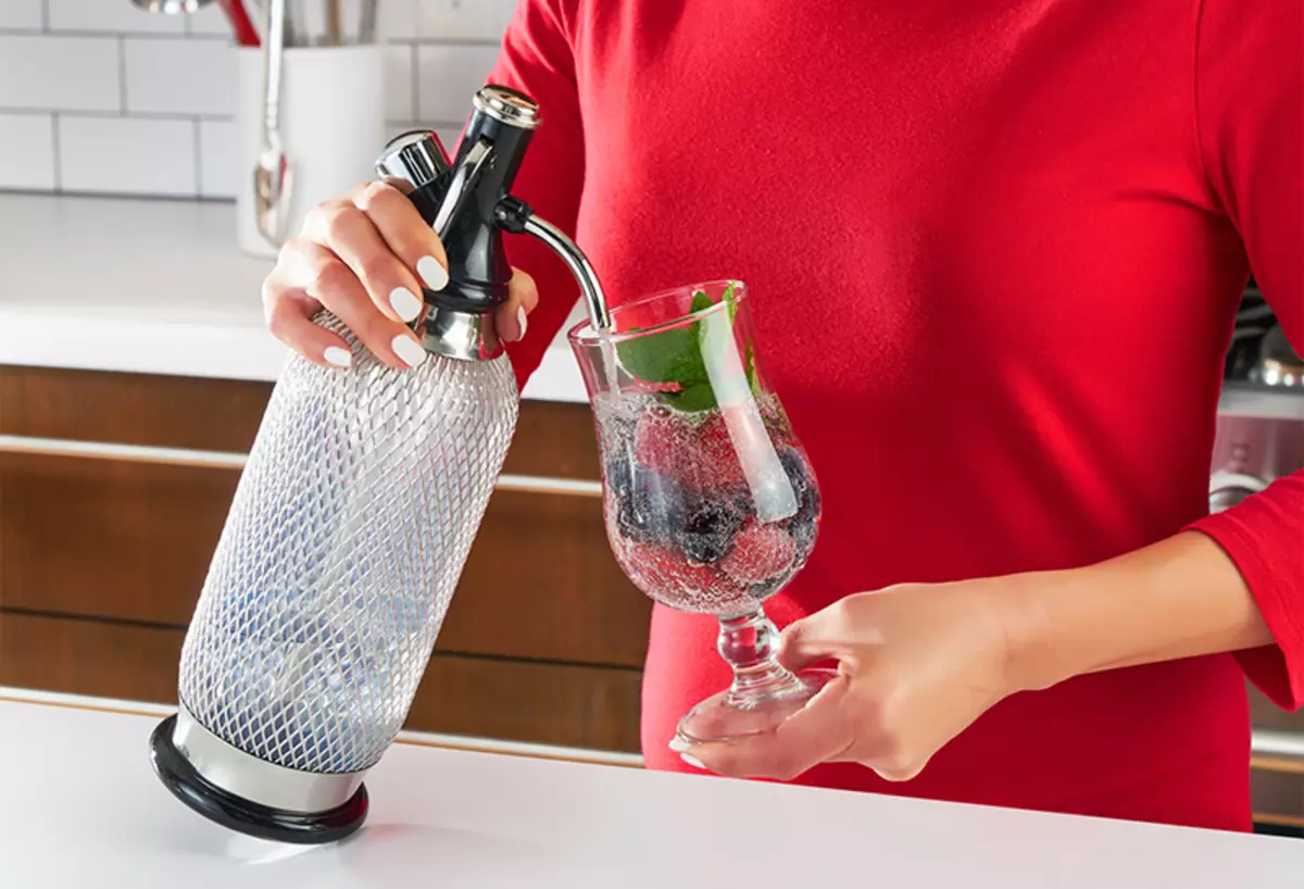 Sifón para el cuidado de agua (33 fotos): ¿Cómo usar un dispositivo para soda en casa? ¿Cómo funciona el sifón del hogar para la preparación de bebidas carbonatadas? 24967_22