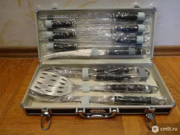 Σετ μπάρμπεκιου: βαλίτσες δώρων με εργαλεία μπάρμπεκιου και σχάρα, περιπτώσεις με αξεσουάρ για κεμπάπ και mangalov 24972_14