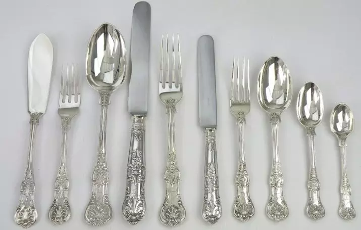 Sets of takeLery: një grup forks, thika dhe lugë për 6 dhe 24 persona, opsionet e dhuruara të regjistruara, pasqyrë e grupeve në një valixhe 24977_17