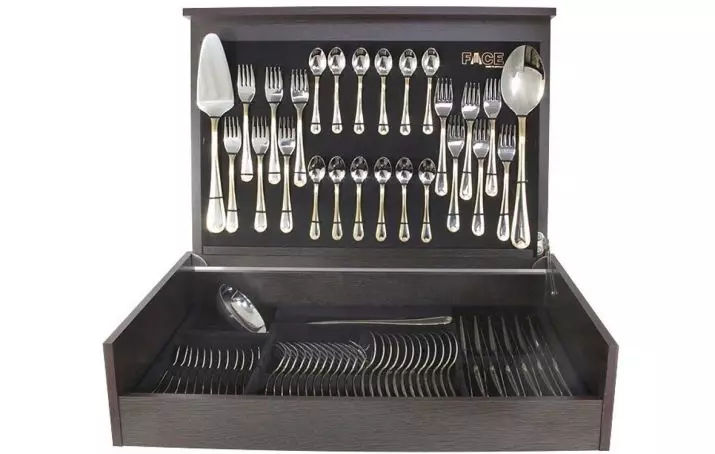 Sets of takeLery: një grup forks, thika dhe lugë për 6 dhe 24 persona, opsionet e dhuruara të regjistruara, pasqyrë e grupeve në një valixhe 24977_47