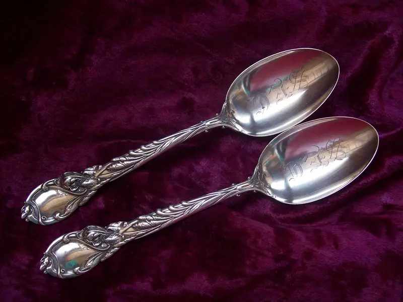 Muỗng bạc (27 ảnh): Thìa trà cá nhân của bạc, Mạ bạc Desser Cutlery, Bộ khắc 24991_3