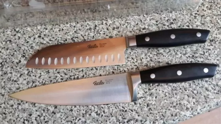 Knife Snock (20 gambar): Kenapa diperlukan? Bagaimanakah Santoku dan apa yang berbeza dari ketua dapur? Set pisau sejagat yang besar 24996_4