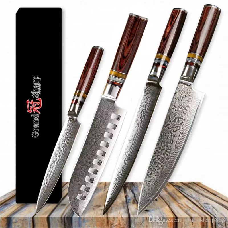 Knives Dapur Jepang (35 Poto): Kiomo Kacabatan sareng Pabrikan séjén. Nakiri sareng Deba, Santoko sareng spésiés sanés. Pilihan suske 24998_13