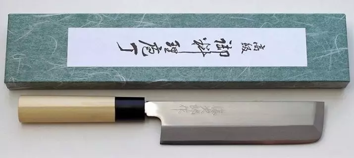 Knives Dapur Jepang (35 Poto): Kiomo Kacabatan sareng Pabrikan séjén. Nakiri sareng Deba, Santoko sareng spésiés sanés. Pilihan suske 24998_15