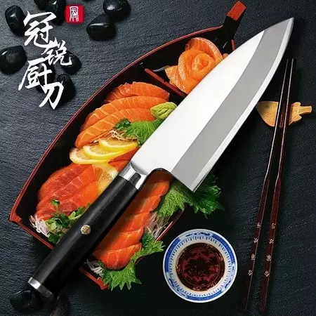 Knives Dapur Jepang (35 Poto): Kiomo Kacabatan sareng Pabrikan séjén. Nakiri sareng Deba, Santoko sareng spésiés sanés. Pilihan suske 24998_17