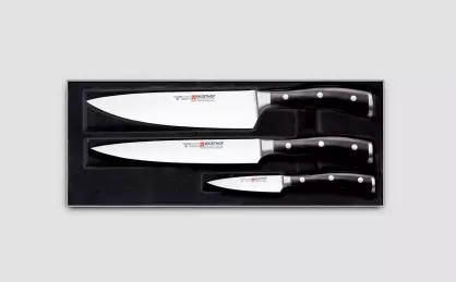 चाकू wusthof: रसोई के लिए जर्मन चाकू का विवरण। Dreizack रसोई चाकू, क्लासिक Ikon और अन्य मॉडल के पेशेवरों और विपक्ष 25005_16
