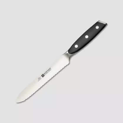 Դանակներ Wusthof. Գերմանական դանակների նկարագրությունը խոհանոցի համար: Dreizack խոհանոցային դանակների, դասական Ikon- ի եւ այլ մոդելների կողմնակիցներն ու դեմքերը 25005_6