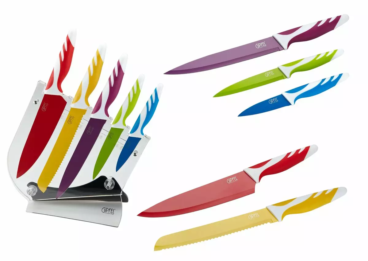 סכינים Gipfel: סכין סטים סקירה, מתקנים עבור מטבח מודלים לחם ופיצה, ניקוי ירקות ו טנקים כרוב, ביקורות של לקוחות 25008_11