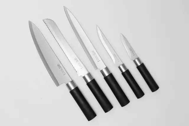 סכינים Gipfel: סכין סטים סקירה, מתקנים עבור מטבח מודלים לחם ופיצה, ניקוי ירקות ו טנקים כרוב, ביקורות של לקוחות 25008_6