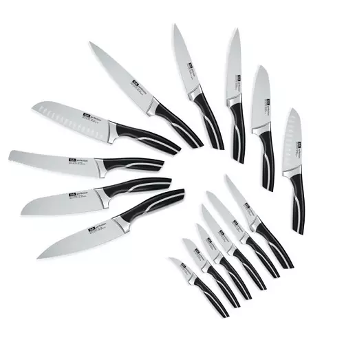 Knives Fissler: Milih pisau pawon. Katrangan model Cook cilik lan gedhe 25028_13