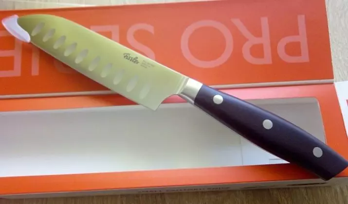 Knives Fissler: Milih pisau pawon. Katrangan model Cook cilik lan gedhe 25028_17