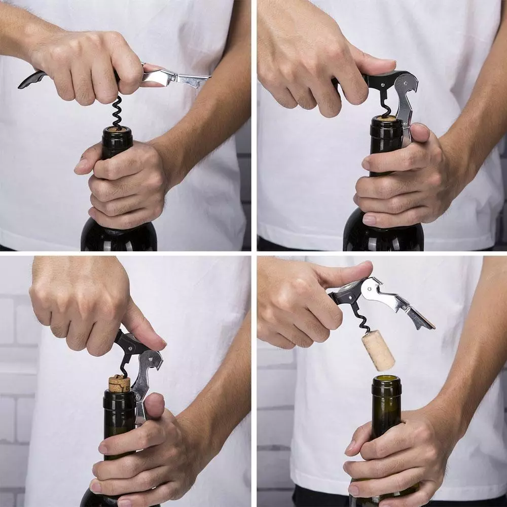 Kepiye cara mbukak anggur Corkscrew? Kepiye mbukak botol kanthi skru lan corkscrew karo swiwine? Kepiye cara mbukak prawan anggur kanthi corkscrew biasa? 25040_4