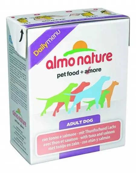 Makanan untuk Anjing Almo Alam: Untuk anak-anak anjing yang kecil dan lainnya, makanan kering dan basah, komposisi mereka. Ulasan 25057_17