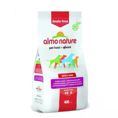 Thực phẩm cho chó Almo Thiên nhiên: Đối với chó con của các giống nhỏ và các giống khác, thực phẩm khô và ướt, thành phần của chúng. Đánh giá đánh giá 25057_4