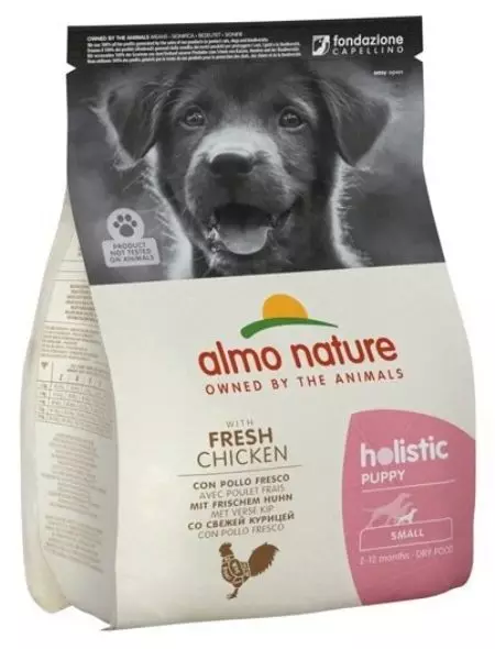 Mat for hunder Almo Natur: For valper av små og andre raser, tørr og våt mat, deres sammensetning. Anmeldelse Anmeldelser 25057_8