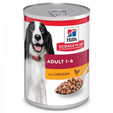 Feed anjing Hill: untuk anjing yang disterilkan dan tua. Komposisi anjing makanan dengan kambing untuk baka besar dan sederhana, makan dengan beras dan lain-lain. Ulasan 25063_31