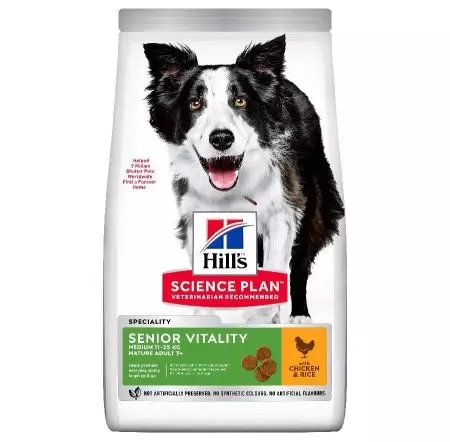 Alimentación del perro de Hill: para perros esterilizados y ancianos. La composición del perro se alimenta con un cordero para razas grandes y medianas, se alimenta de arroz y otros. Comentarios 25063_44