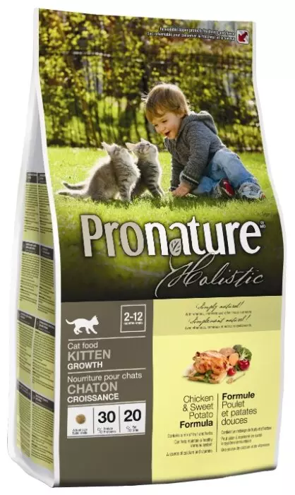 Makanan Holistik Pronatur: Untuk kucing dan anjing kecil dan baka besar. Suapan kering untuk anak kucing dan anak anjing, komposisi produk dengan Turki, Cranberry dan Salmon 25069_20