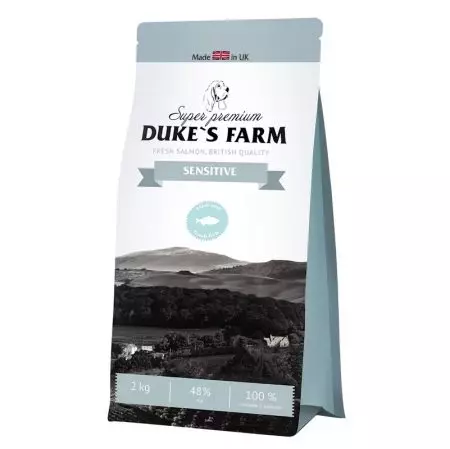 Feed asu Farm Duke: kanggo anak kirik lan asu gedhe lan breeds liyane, panganan garing 12 kg lan udan, feed kilat. Deleng Ulasan 25076_17