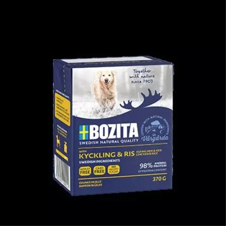 Aliments per a gossos Bozita: seca i humida d'aliments per a cadells, petits i grans races, menjar enllaunada. Composició. Opinions dels clients 25078_11