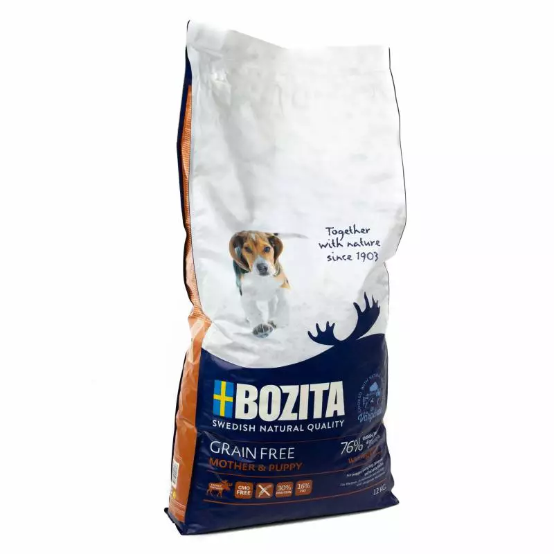 Panganan kanggo asu Bozita: panganan garing lan udan kanggo anak anjing, keturunan cilik lan gedhe, panganan kaleng. Komposisi. Ulasan Pelanggan 25078_6