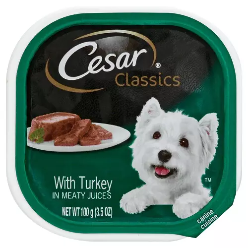 Dog Feed Cesar: në çanta dhe në banka, ushqim të lagësht dhe të thatë dhe përbërjen e tyre, ushqimin e qenve për qentë të rritur dhe puppies. Shqyrtime Shqyrtime 25082_10