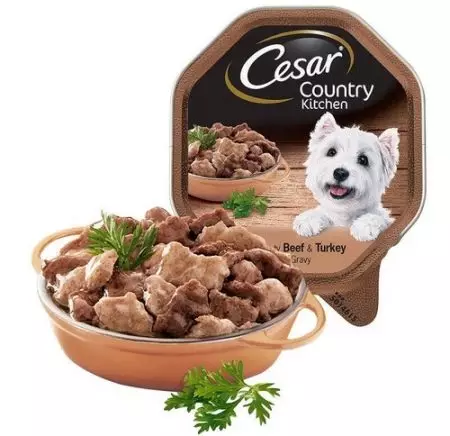Cesar Dog feed: အိတ်များနှင့်ဘဏ်များ, စိုစွတ်သောနှင့်ခြောက်သွေ့သောအစားအစာများနှင့်အရွယ်ရောက်ပြီးသူခွေးများနှင့်ခွေးများအတွက်သူတို့၏ဖွဲ့စည်းမှု, သုံးသပ်ချက်များပြန်လည်သုံးသပ်ခြင်း 25082_19