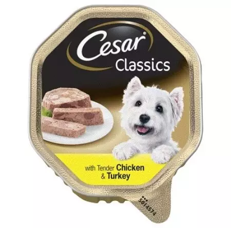 Dog Feed Cesar: në çanta dhe në banka, ushqim të lagësht dhe të thatë dhe përbërjen e tyre, ushqimin e qenve për qentë të rritur dhe puppies. Shqyrtime Shqyrtime 25082_21