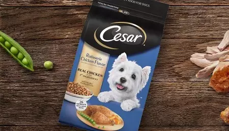 Cesar Dog Feed: сөмкелерде және банктерде, ылғалды және құрғақ тағамдарда және олардың құрамында ересек иттер мен күшіктер үшін ит тағамдары. Шолу шолулары 25082_8