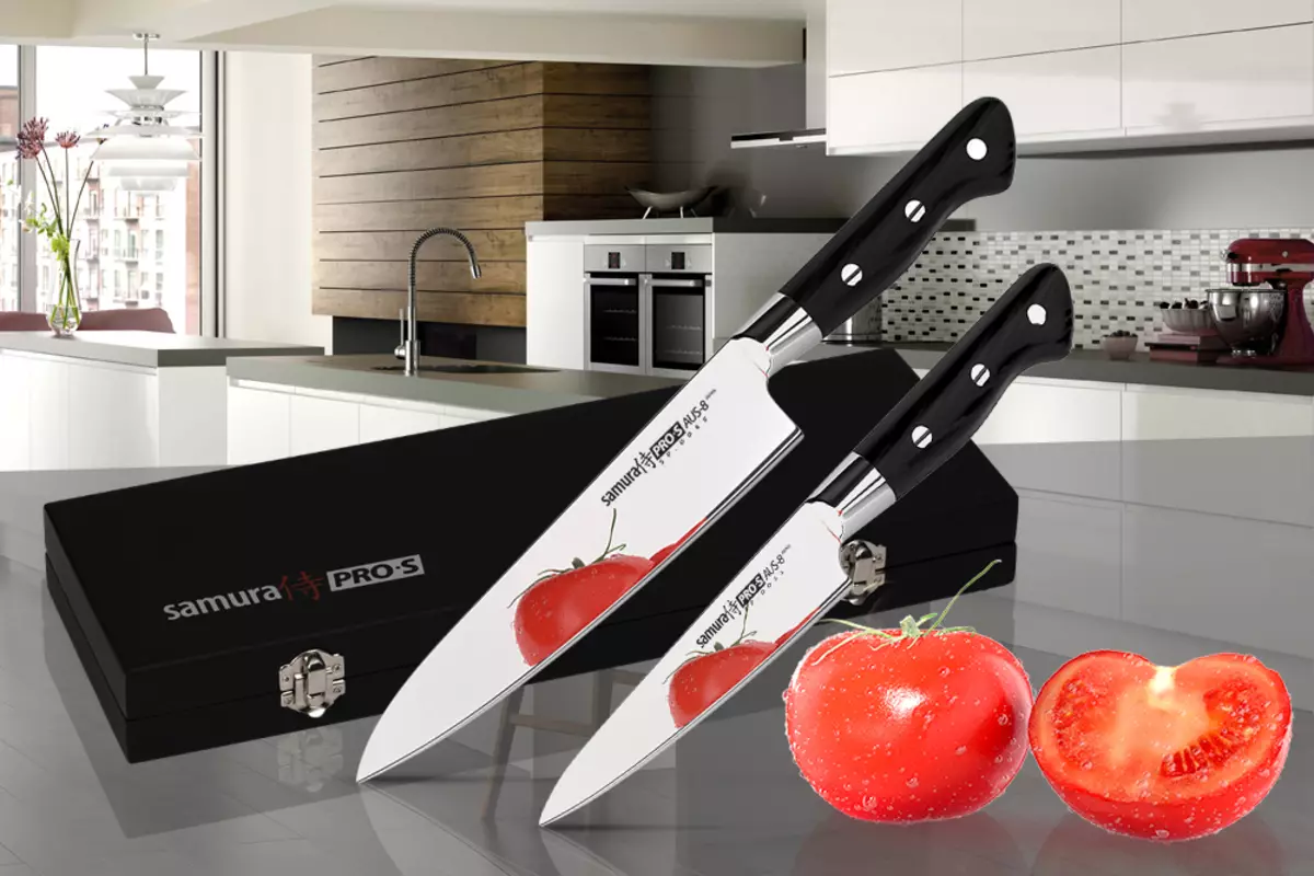 Samura Knives (35 Billeder): Sæt af japanske køkkenknive, Damaskus Chef og keramiske køkkenmodeller, værktøjsskærende vinkel 25370_10