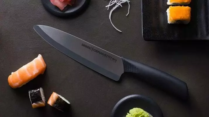 Samura Knives (35 Foto): Set Kisi Dapur Jepun, Damascus Chef dan Model Dapur Seramik, Angle Pengasah Alat 25370_18