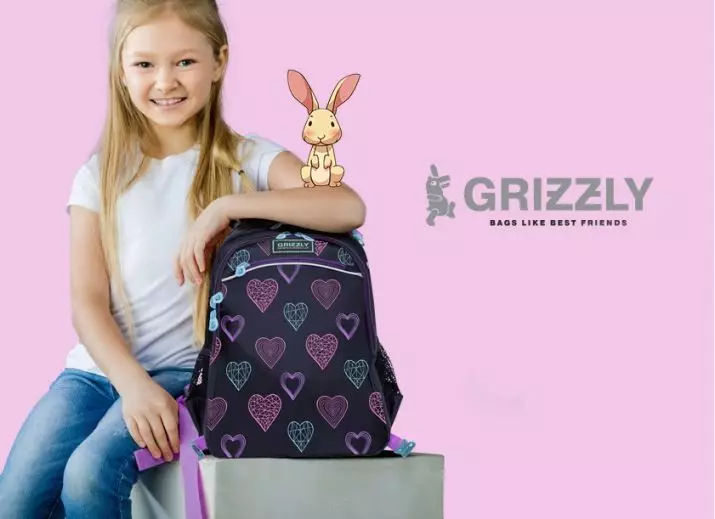 그리즐리 배낭 : 첫 번째 학년 및 신발, 청소년, 분홍색 및 검정, 회색 및 기타 여성 모델의 가방을위한 학교 정형 레인저스 2537_2