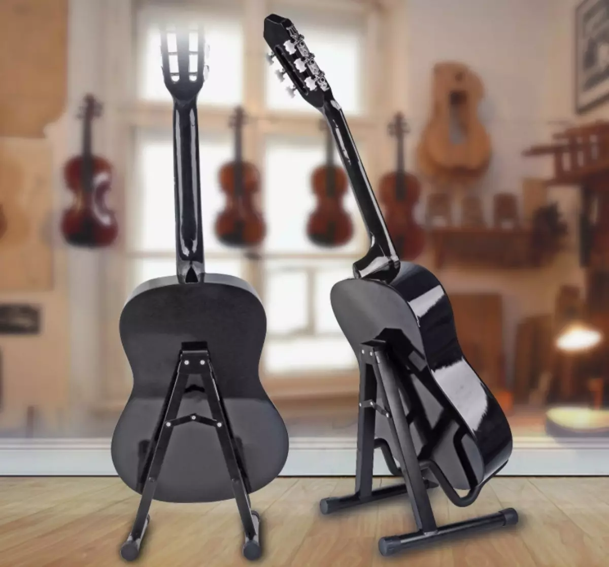 代表吉他：地板吉他架，電吉他和聲學型號的支架，木材在牆上和其他牆上的固定 25438_20