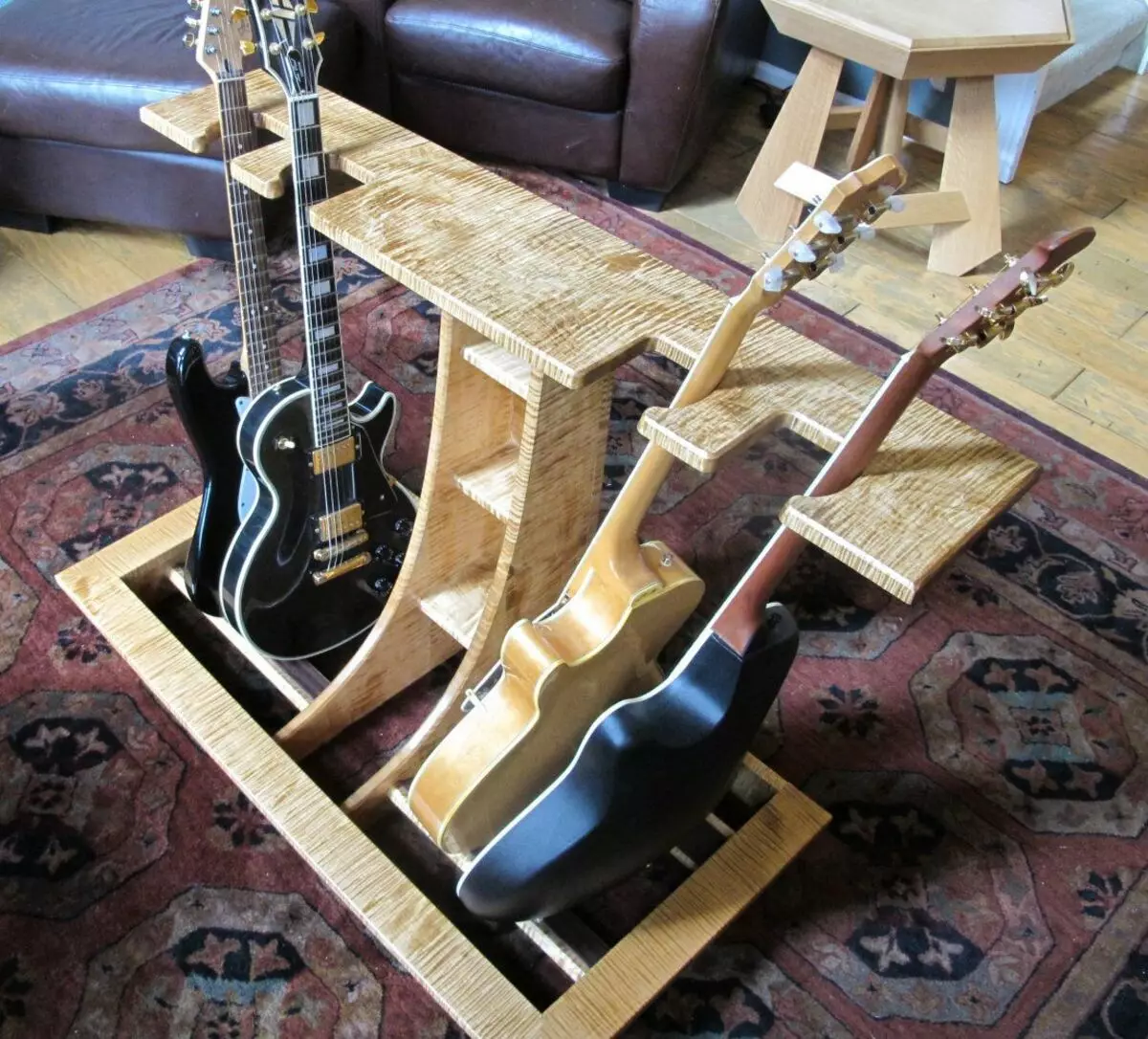 代表吉他：地板吉他架，電吉他和聲學型號的支架，木材在牆上和其他牆上的固定 25438_23