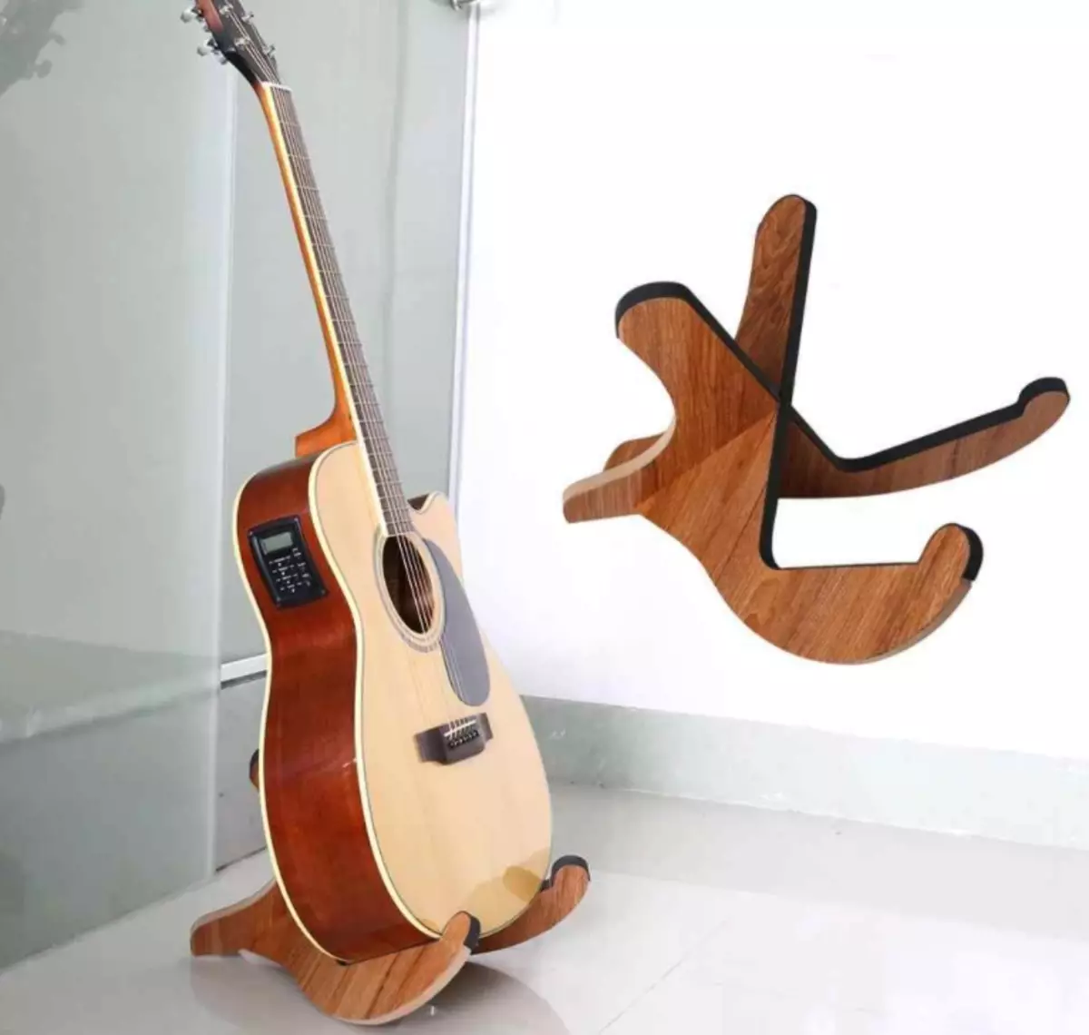 代表吉他：地板吉他架，電吉他和聲學型號的支架，木材在牆上和其他牆上的固定 25438_32