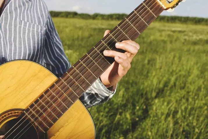 Game ing gitar akustik: Cara sinau muter ing tutorial? Gaya lan riff, negara lan rock wiwit wiwitan pamula. Kepiye cara njaga gitar? 25470_17