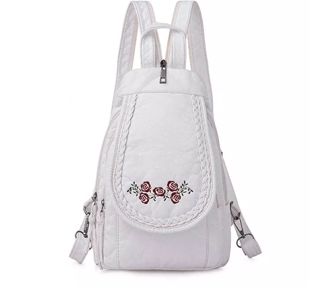 White seljakotid: Mida kanda naiste vähe ja suured valged seljakotid? Ilus seljakottide kotid tüdrukutele ja teistele stiilsetele mudelitele 2549_18