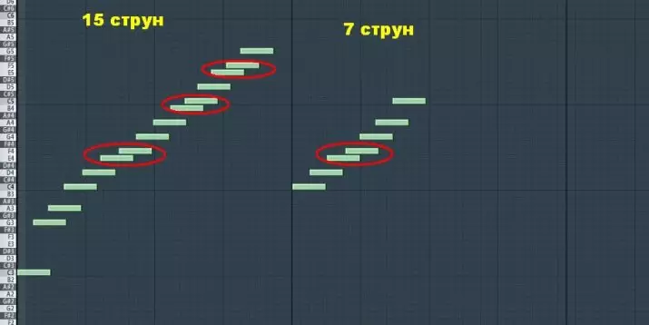 Zgrada Gusley: postavljanje modela za 5 i 9, 15 i 27 nizova, tuner za string alate. Kako postaviti huscle s 12 i 18 žica? 25508_14