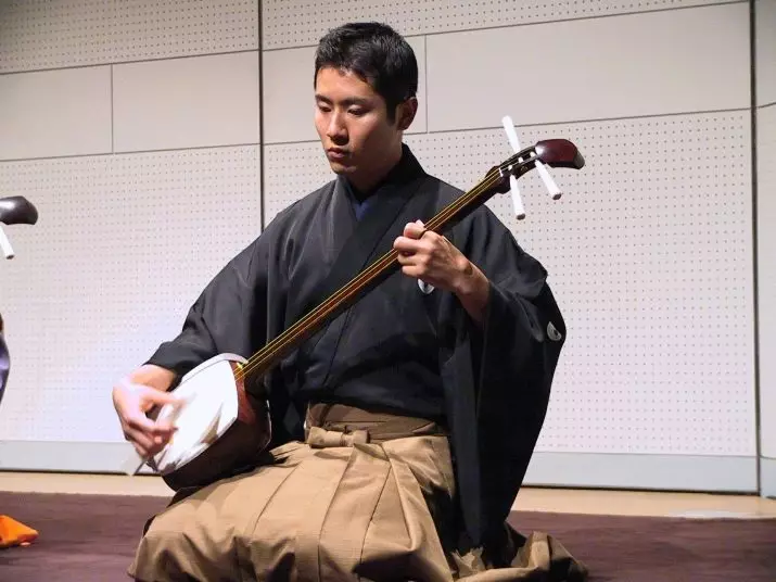 SIMISEN: Jeu sur le luth à trois cordes japonais avec un long cou, instrument de musique plug chaîne Tsugaru-Dzijisan et d'autres espèces 25513_18