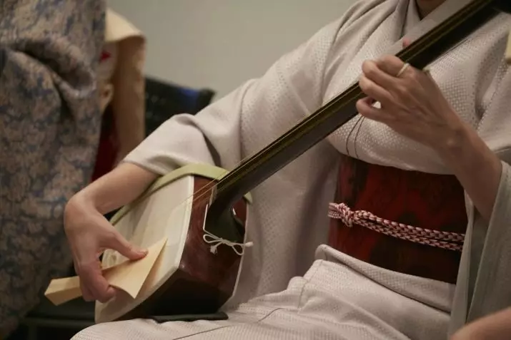 SIMISEN: Jeu sur le luth à trois cordes japonais avec un long cou, instrument de musique plug chaîne Tsugaru-Dzijisan et d'autres espèces 25513_20
