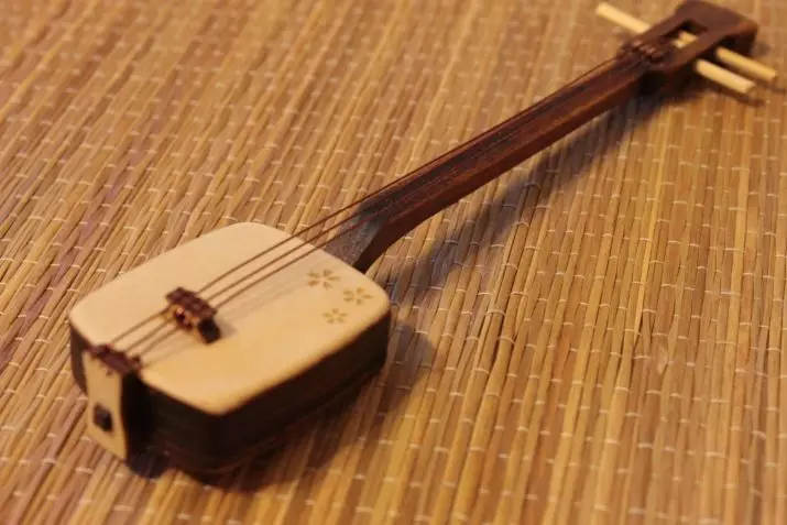 Simisen: juego en el lte del japonés de tres cuerdas con un cuello largo, instrumento musical de enchufe de cuerdas Tsugaru-dzijisan y otras especies 25513_7