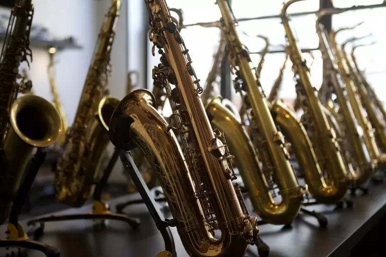 Saxophone (49 عکس): څه شی دی؟ Tenor او soprano، baritone او نورو ډولونو، د څانګې او د وياند د انتخاب. دا څه ګوري او دا چې څنګه غږ؟ 25581_4