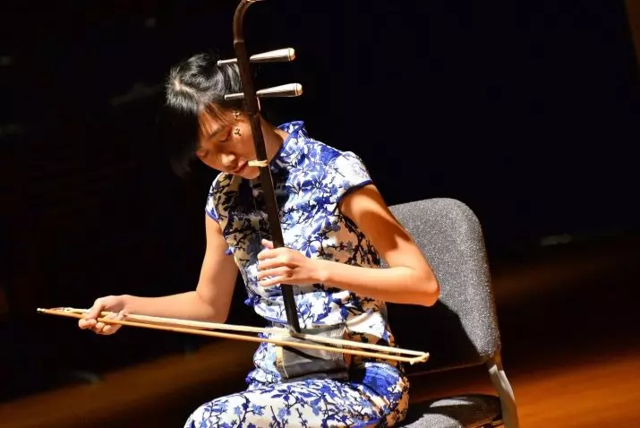 Erhu: Popis reťazového hudobného nástroja. Hranie čínskeho husle. Prečo je to takzvané? Ako vyzerá hudba? 25584_20