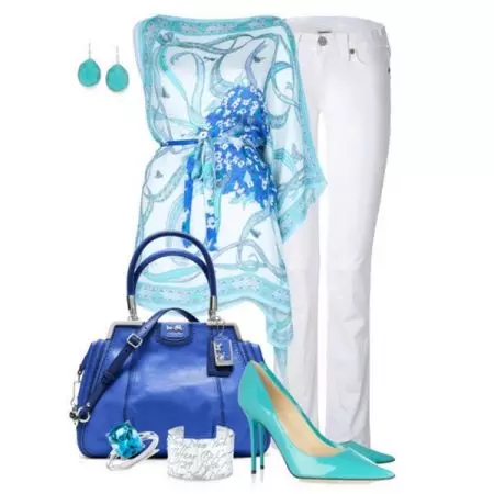 Giày màu xanh (80 ảnh): Người mẫu nữ màu xanh đậm, với đôi giày màu xanh sáng, quần bó sát 2576_34