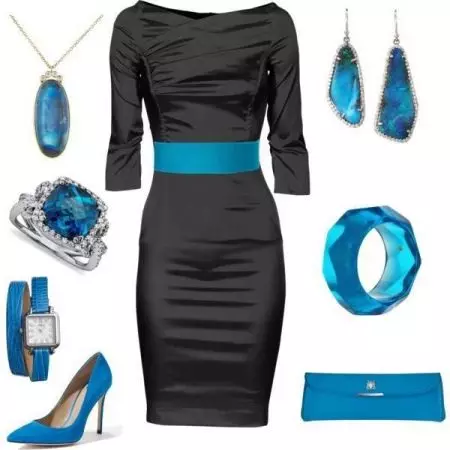 蓝色鞋子（80张照片）：深蓝色的女性模型，穿着穿着明亮的蓝色鞋子，紧身衣穿 2576_36