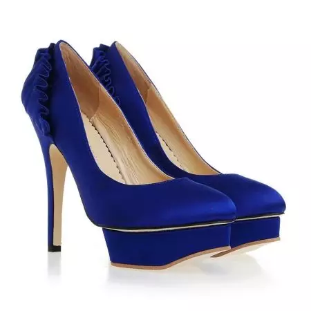 ブルーシューズ（80枚の写真）：濃い青の女性モデル、それが鮮やかな青い靴を着て、それが身に着けている 2576_51