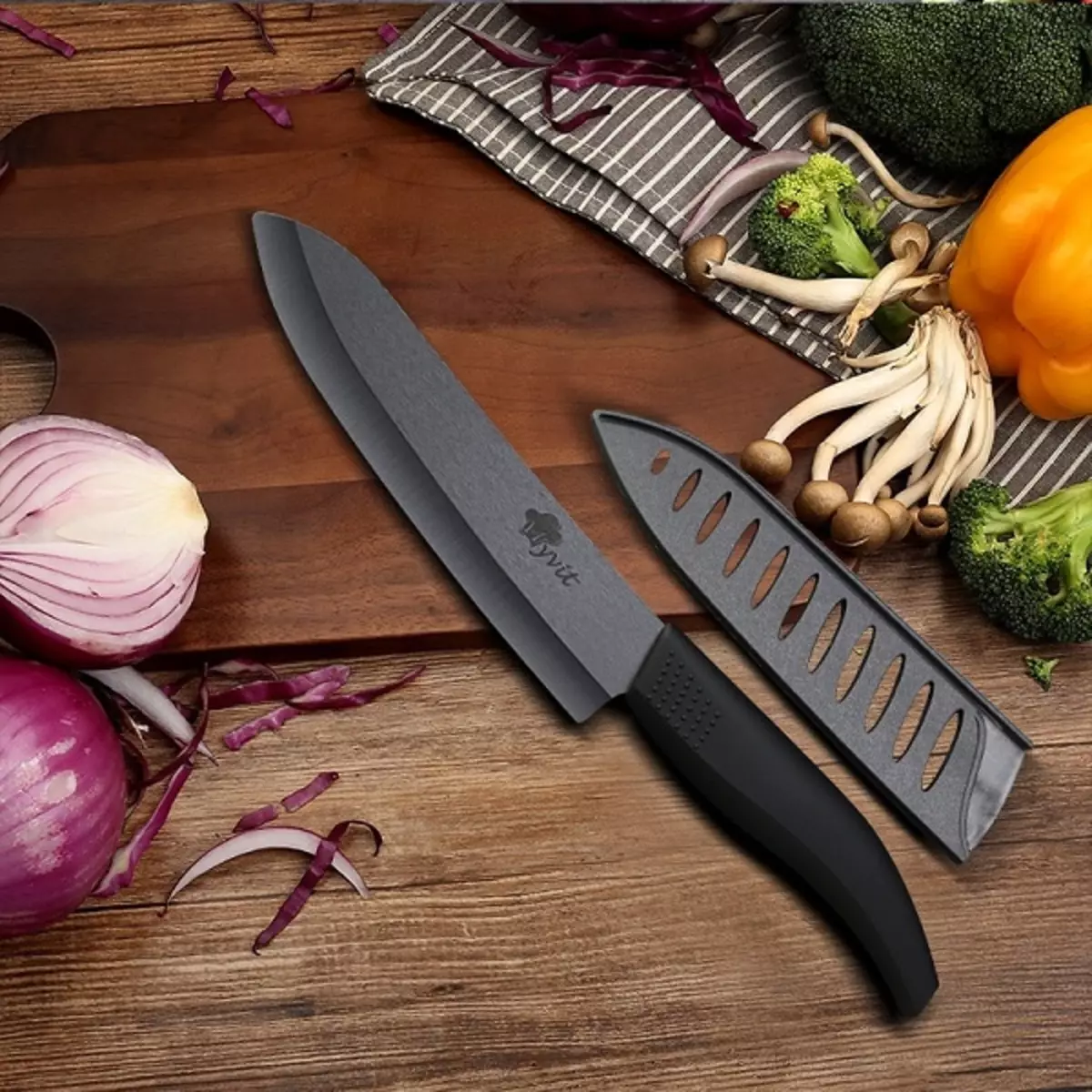 Керамички ножеви (34 фотографии): добрите и лошите страни. Како да изберете кујна нож? Како да се молчи? Што можеш да го намалиш? Клиенти Осврти 25919_32