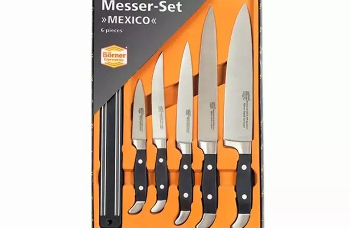 Facas de Borner: Escolha um conjunto de facas de cozinha da Alemanha. Descrição Ideal, Ásia e outras séries. Revisões de propriedade 25934_8