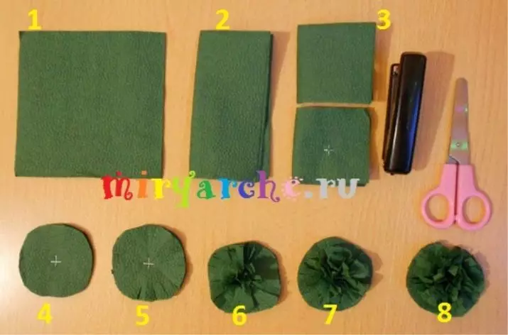Håndværk fra servietter: Applikationer lavet af papirservietter med dine egne hænder. Hvordan laver man efterårsblomster med børn 5-6 og 7 år gammel? Træ fra servietter og rowan gren 25992_31