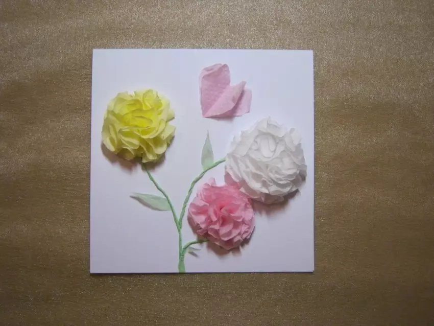 Amatai iš servetėlių: paraiškos iš popieriaus servetėlės ​​su savo rankomis. Kaip padaryti rudens gėlės su 5-6 ir 7 metų vaikais? Medis iš servetėlės ​​ir 